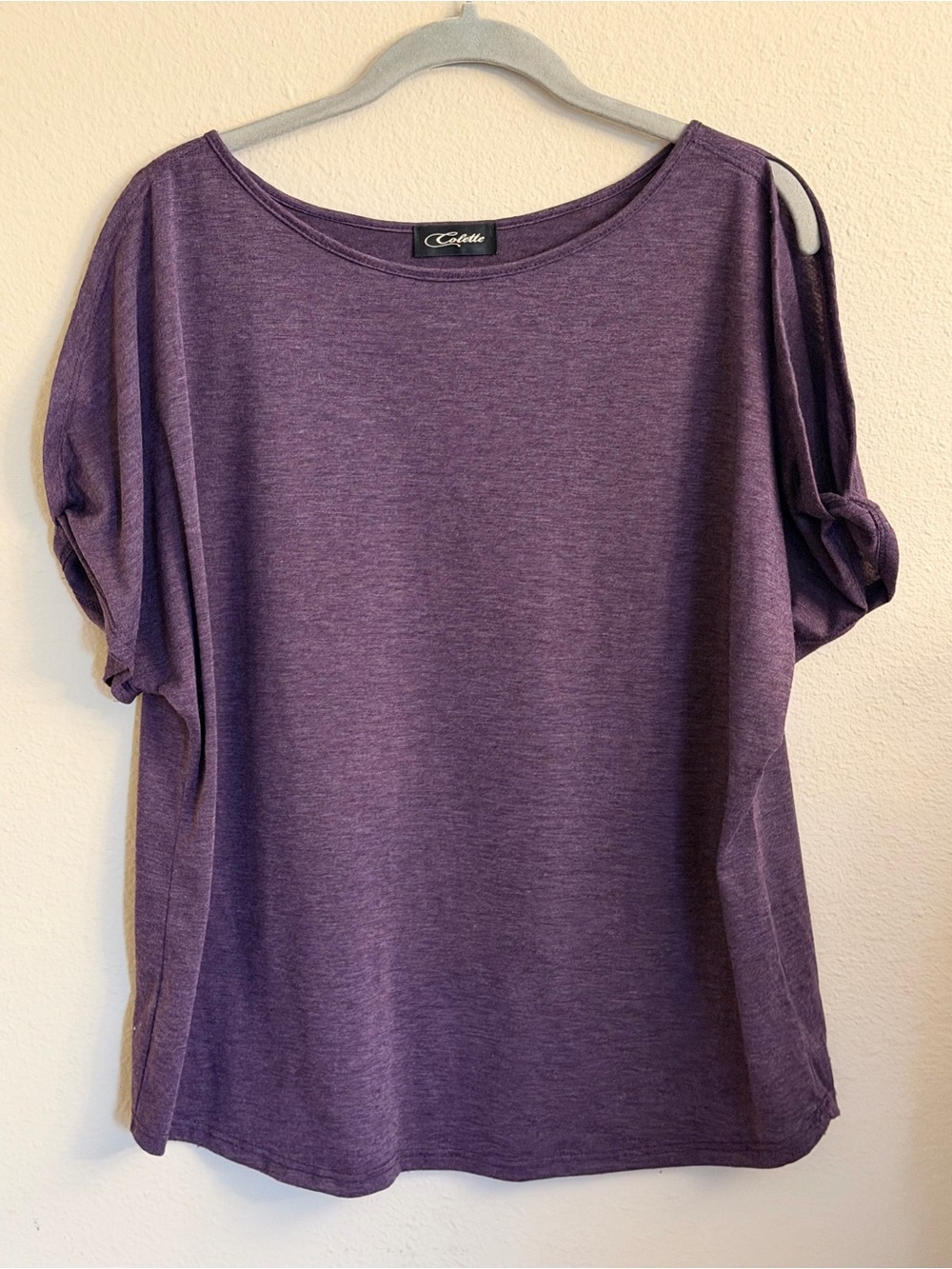 Colette Purple Cold-Shoulder Short Sleeve Tee